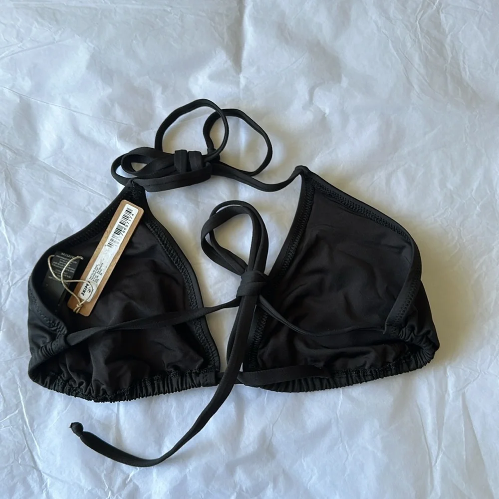SKIMS Black Triangle Halter Bikini Top